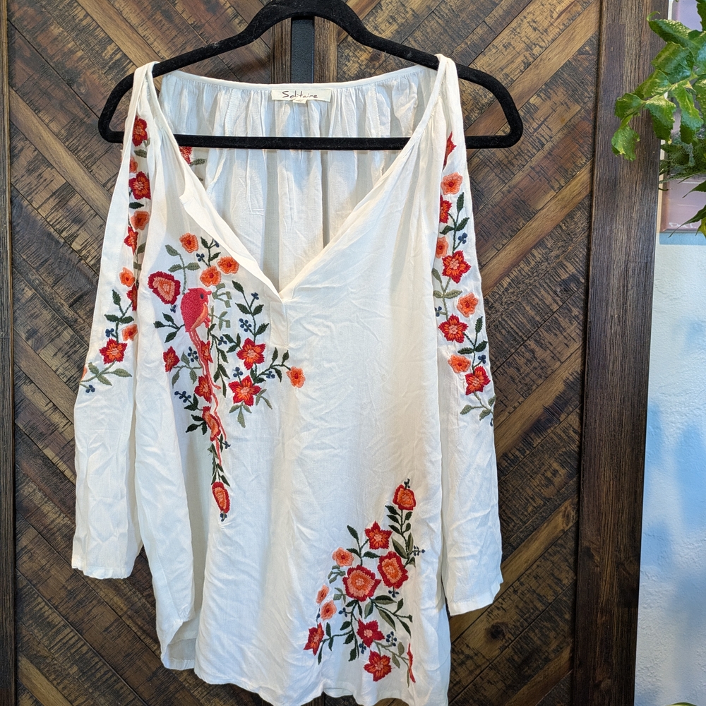 Embroidered Floral White Top